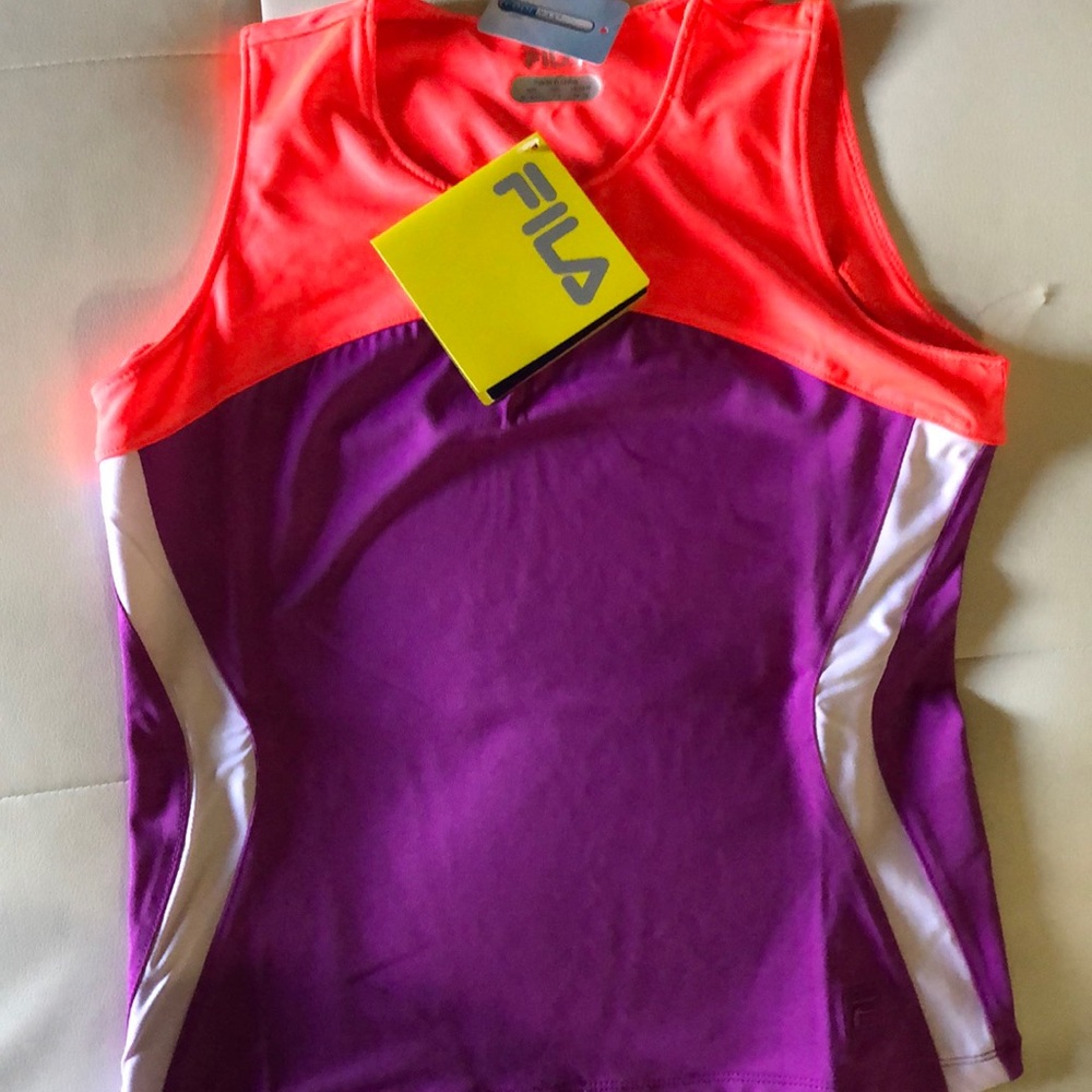 Girl's Fila Center Court Tank Top Shirt, White, M